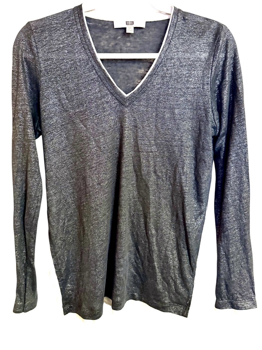EE By Etcetera Women’s V Neck Casual Layered Lined Athletic Shirt